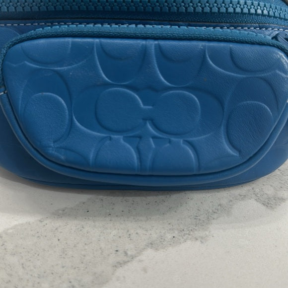 COACH CH073 Signature Leather Sprint Belt Bag. COLOR: Blue Jay