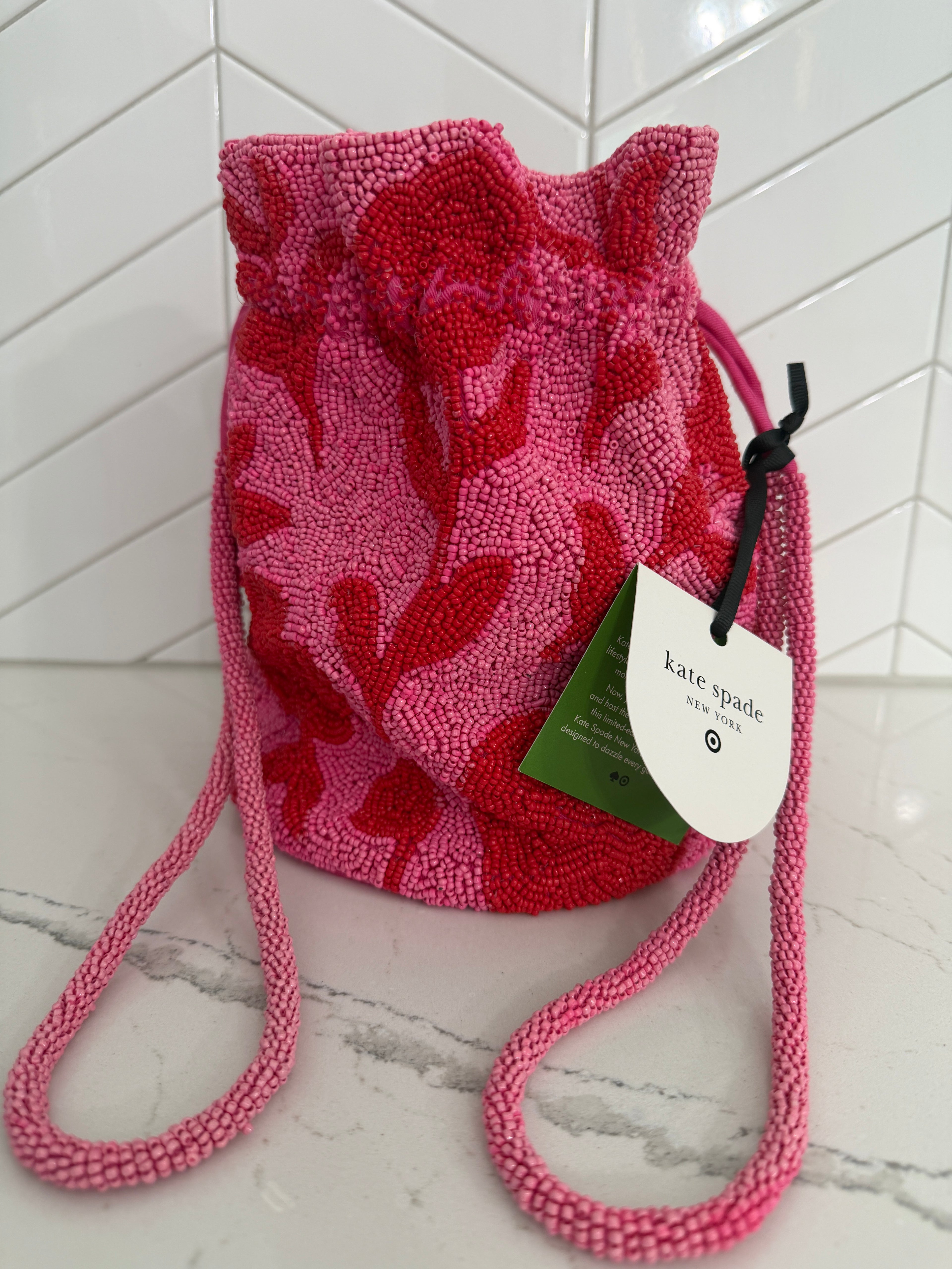 Target X Kate Spade Rose Beaded Drawstring Bag- Limited Edition