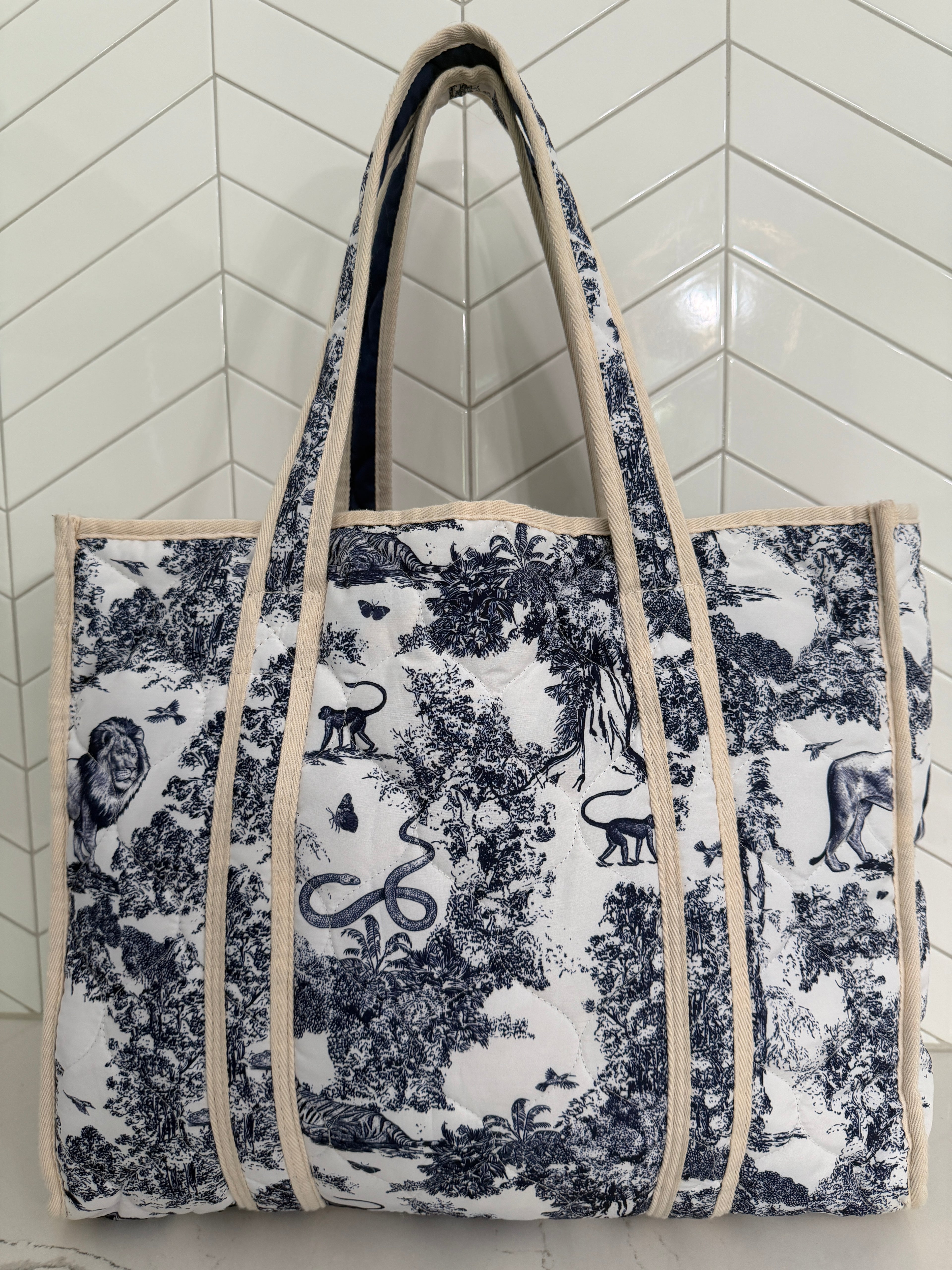 Ellandemm Large Toile Reversible Tote