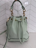 Rebecca Minkoff Pure Leather Women's Mint Green Leather Drawstring Bucket Bag