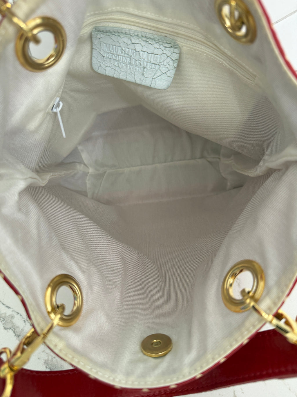 Vintage Maurizio Taiuti Red Polka Dot Leather Mini Tote | Made in Italy | Y2K