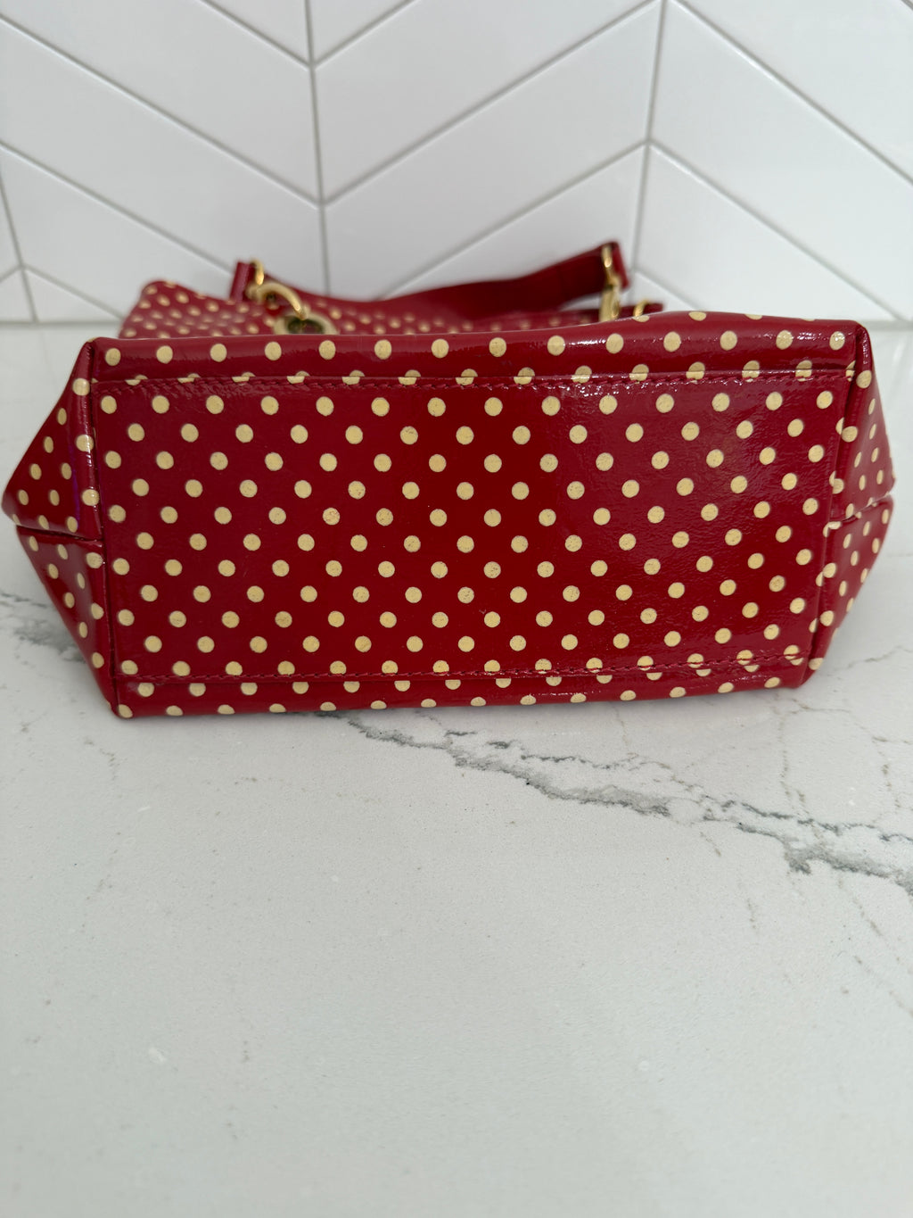 Vintage Maurizio Taiuti Red Polka Dot Leather Mini Tote | Made in Italy | Y2K