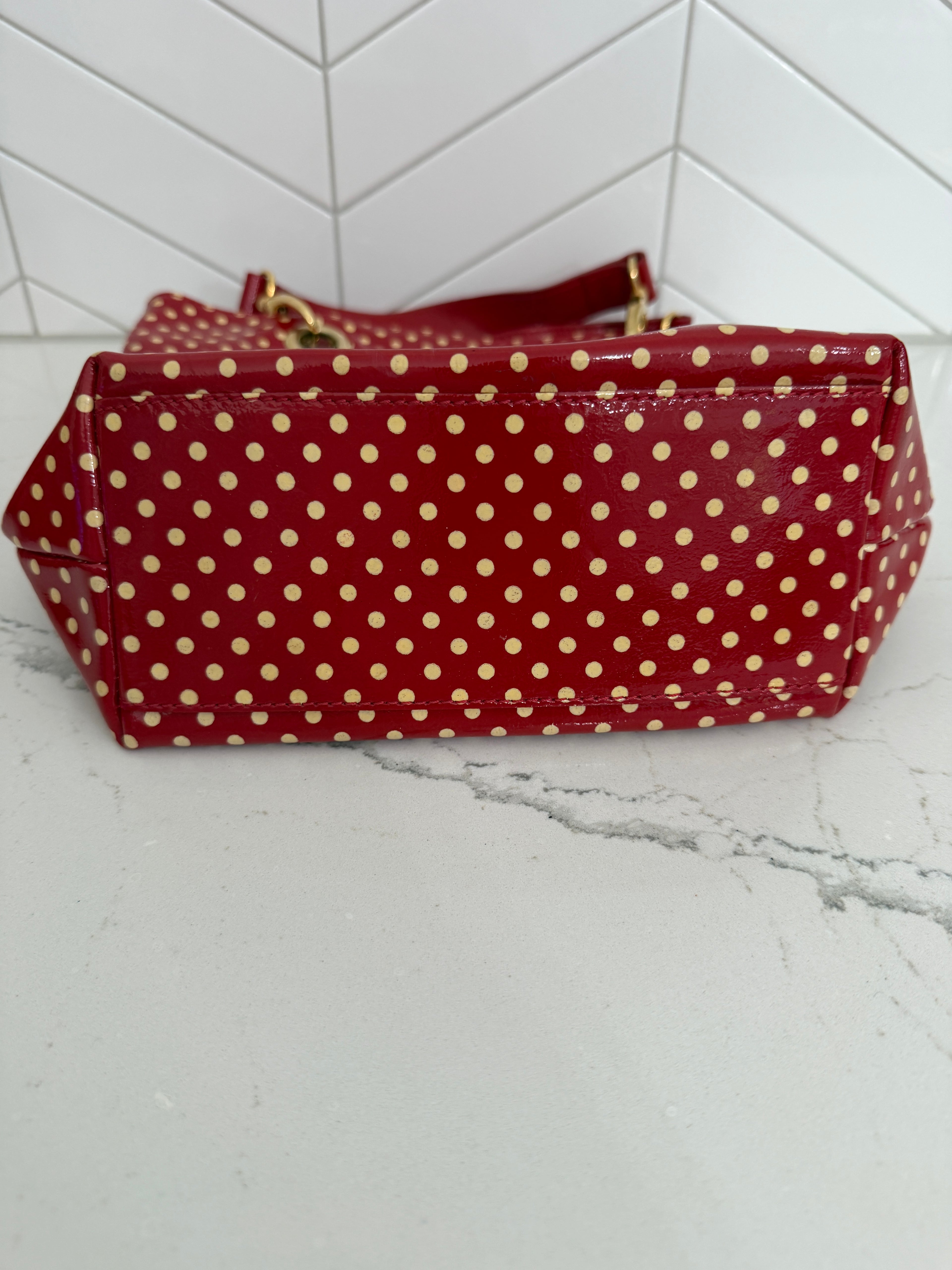Vintage Maurizio Taiuti Red Polka Dot Leather Mini Tote | Made in Italy | Y2K